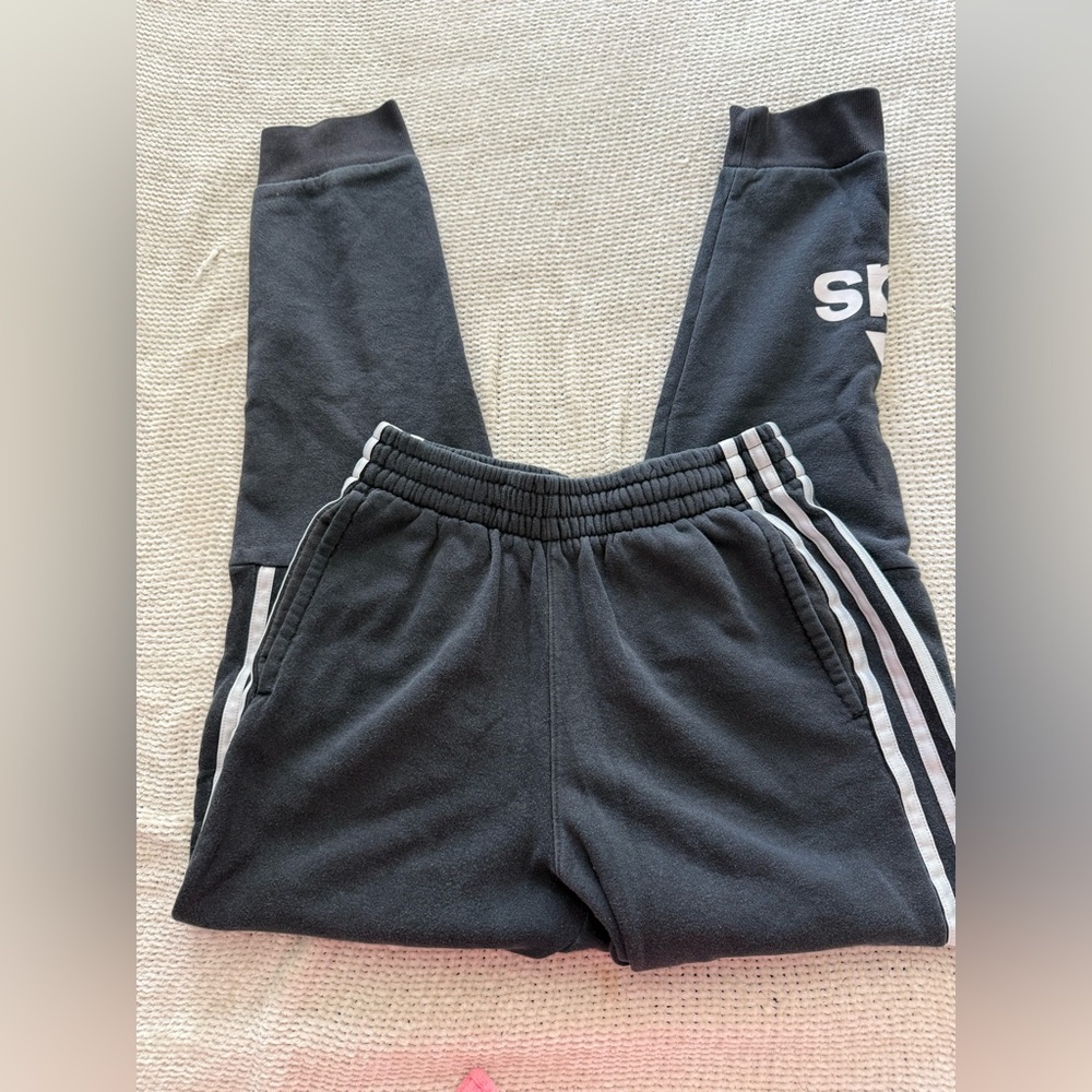adidas Black Kids Sweatpants with White Stripes